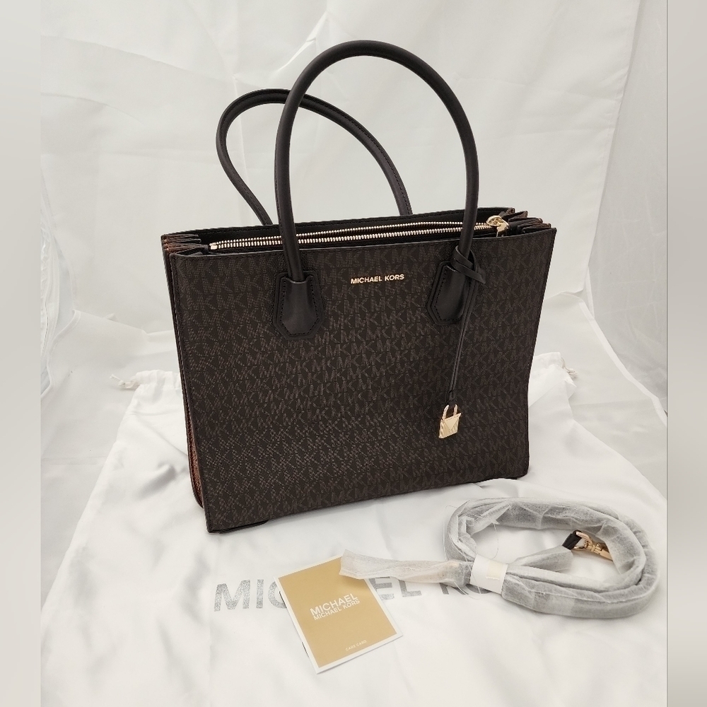 Authentic Michael Kors Mercer Large Logo Accordion Handbag